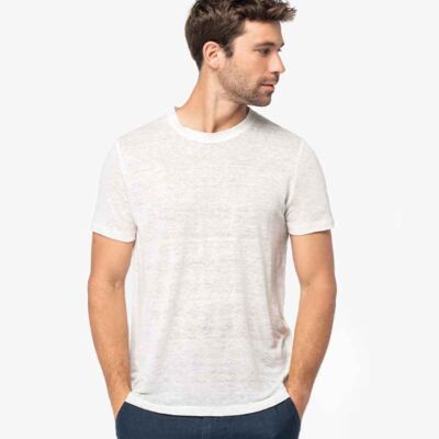 Spasso Crew Neck Linen T-Shirt Thumbnail