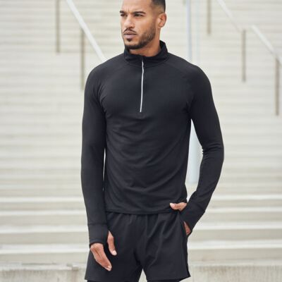 Tombo Long Sleeve Zip Neck Performance Top Thumbnail